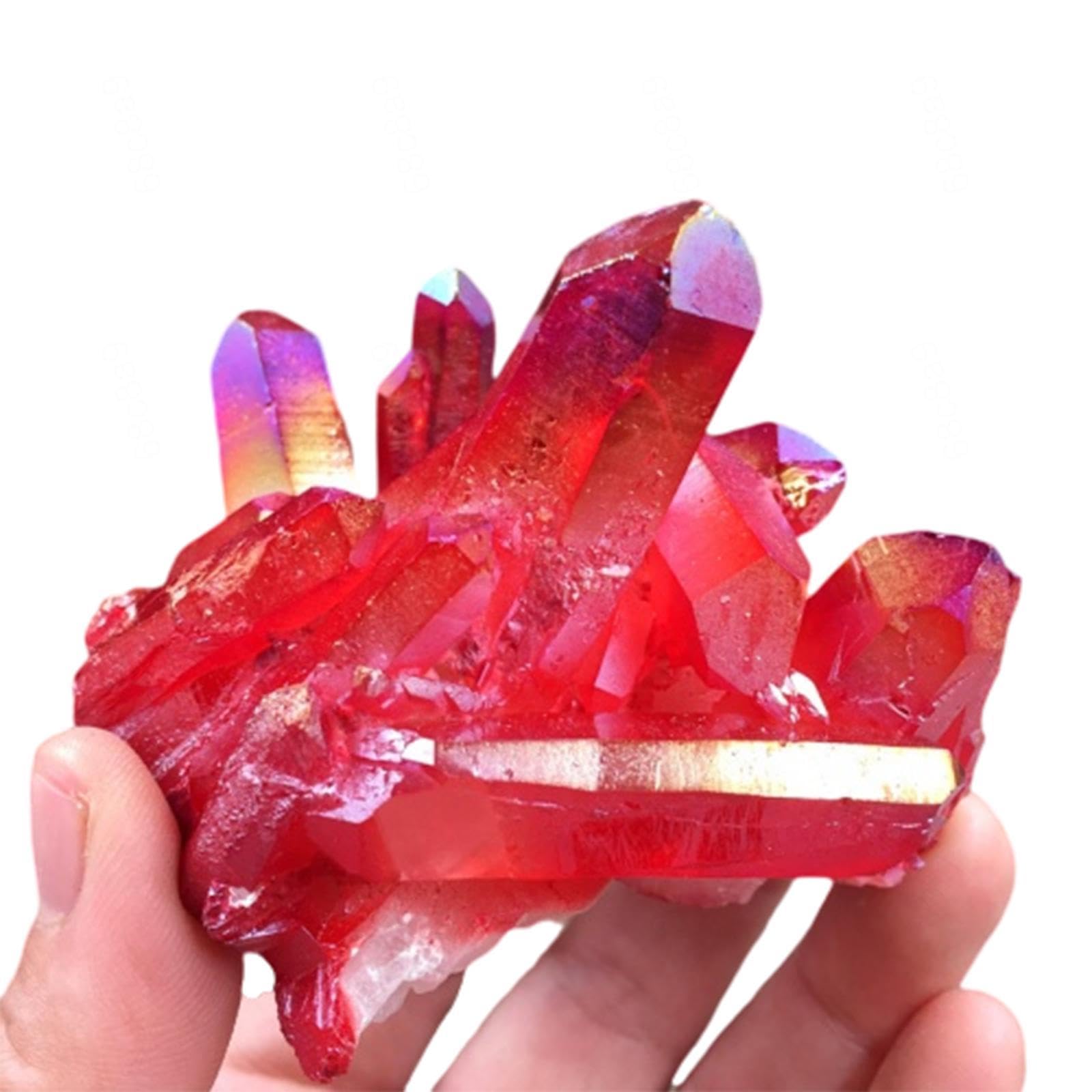 AUOQKQUT Red Quartz Cluster Crystal Geode Irregular Gem Stone Figurine Home Decor,300g