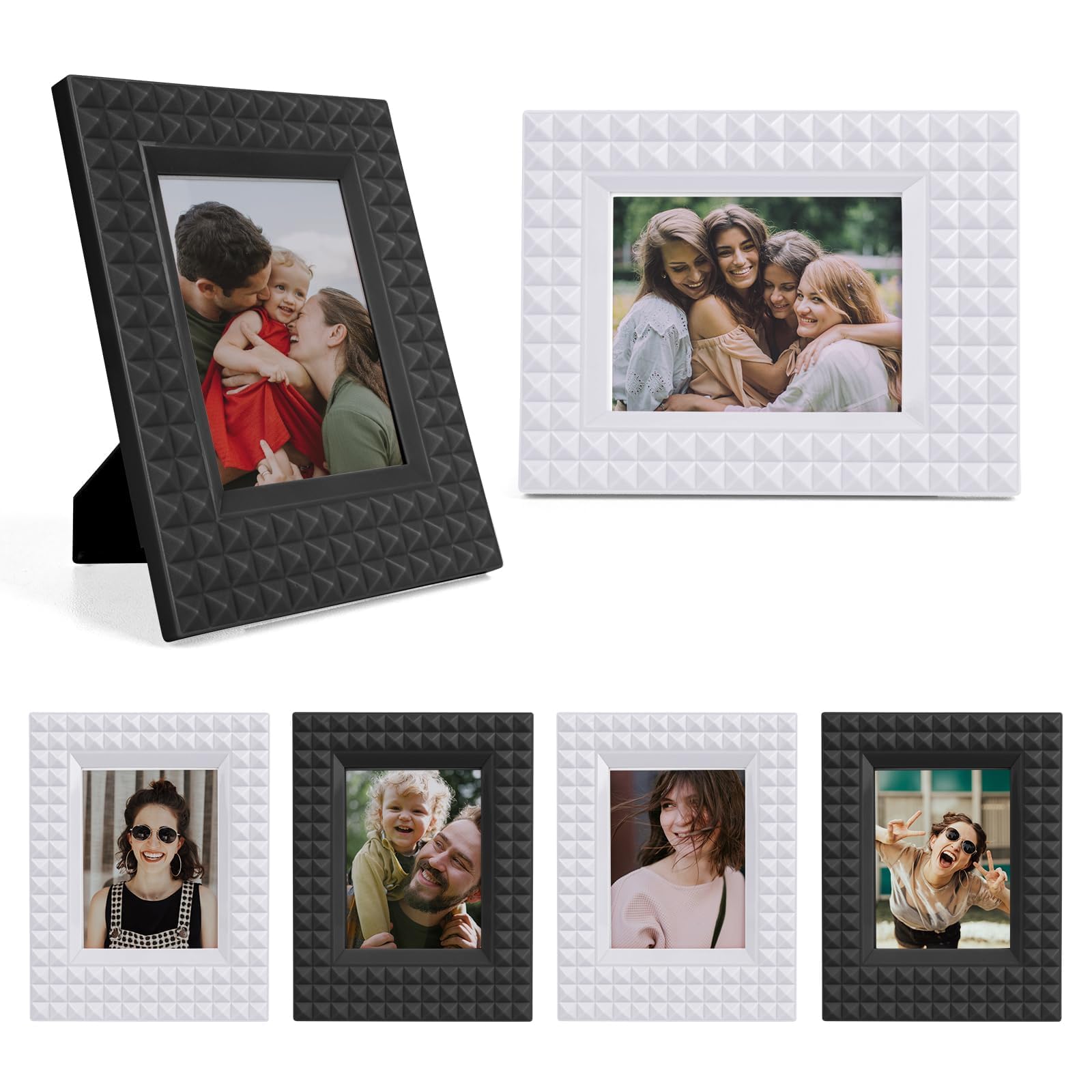 Khazna 2x3 Photo Frame, 6 Pack Mini Plastic Picture Frame Compatible with Fujifilm Instax/Polaroid 2 x 3 inch Film, Photo Display Set For Fuji Instax Film Frame (Black + White)