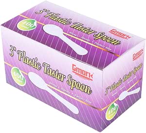 Extra Sturdy, Gmark 400pc 3" Taster Plastic Mini Ice Cream Dessert Spoons BPA FREE White 1 Box Set GM1002A