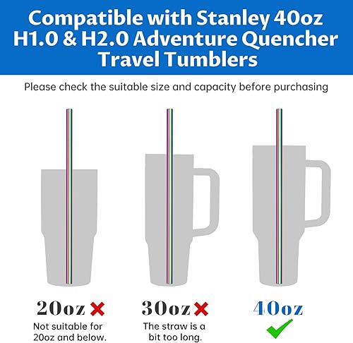 Miniatura 2 de Tomorotec Pajitas de 40 onzas, 14 popotes de repuesto de acero inoxidable para vasos Stanley Adventure Quencher de viaje con cepillos de limpieza, 2
