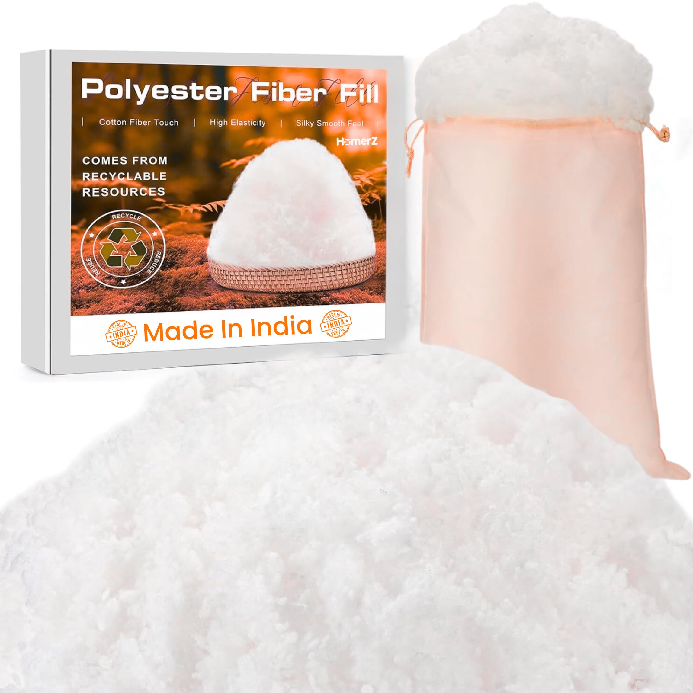 Homerz High Quailty Polyester Fiber | Extra Cushioning | Fiber for Filling Cushions,Pillows,Toys&Quilts (500 gm)