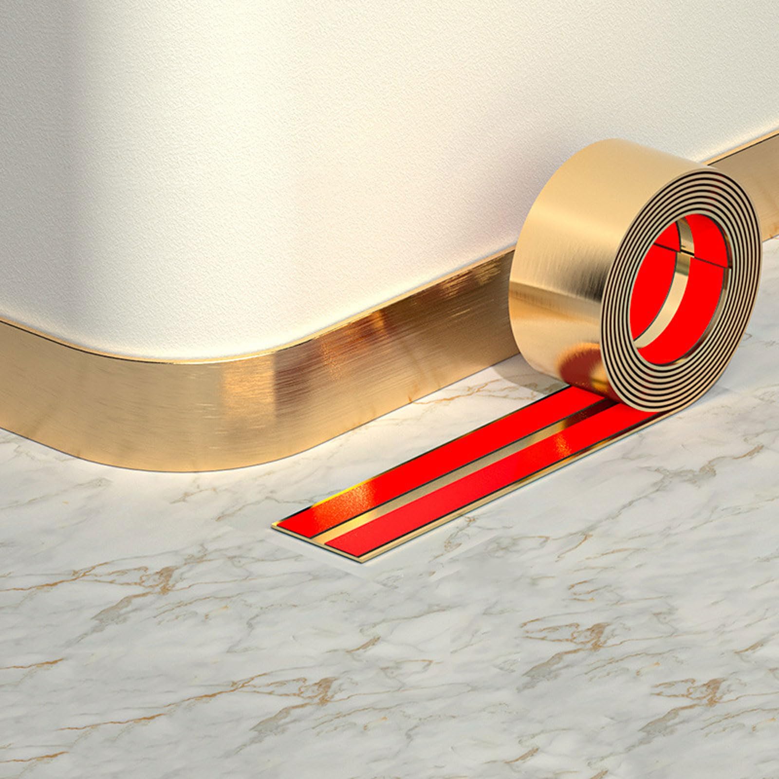 QIPN 16.4ft Self Adhesive Metalized Molding Trim Stainless Steel Molding & Wall Trim Wall Molding Trim Tape for Ceiling, Mirror Frame and more(Size:Width 4cm/1.57inch,Color:Brushed gold)