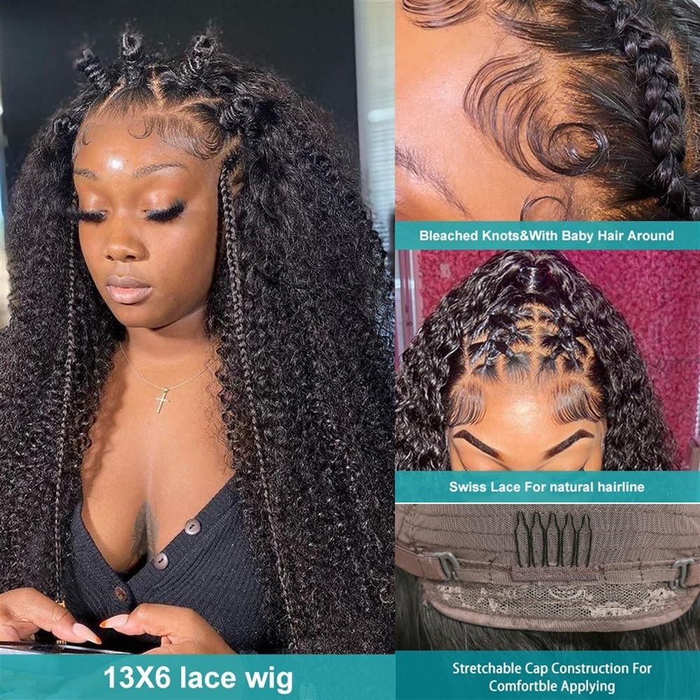 Parrucca Frontale In Pizzo HD Deep Wave 13x4 Con Capelli Umani, Parrucca In Trasparente Senza Colla, Riccia Onde Naturali, Remy Brasiliani(24inches)