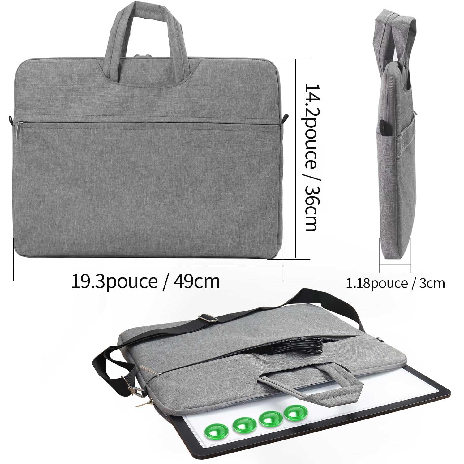 Zocelight Tableau lumineux A3 rechargeable avec sac et support, boîte à lumière magnétique super lumineuse pour le traçage, design de boutons latéraux, tampon lumineux pour peinture diamant, croquis