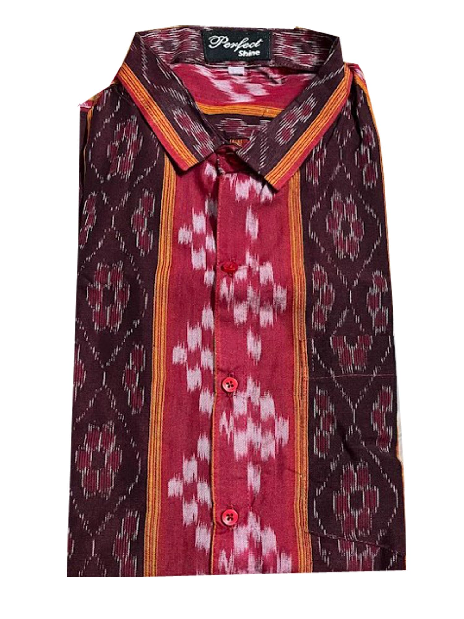 apolee Odisha Handloom Sambalpuri Organic 100% Cotton Half Shirt for Men-picture-12