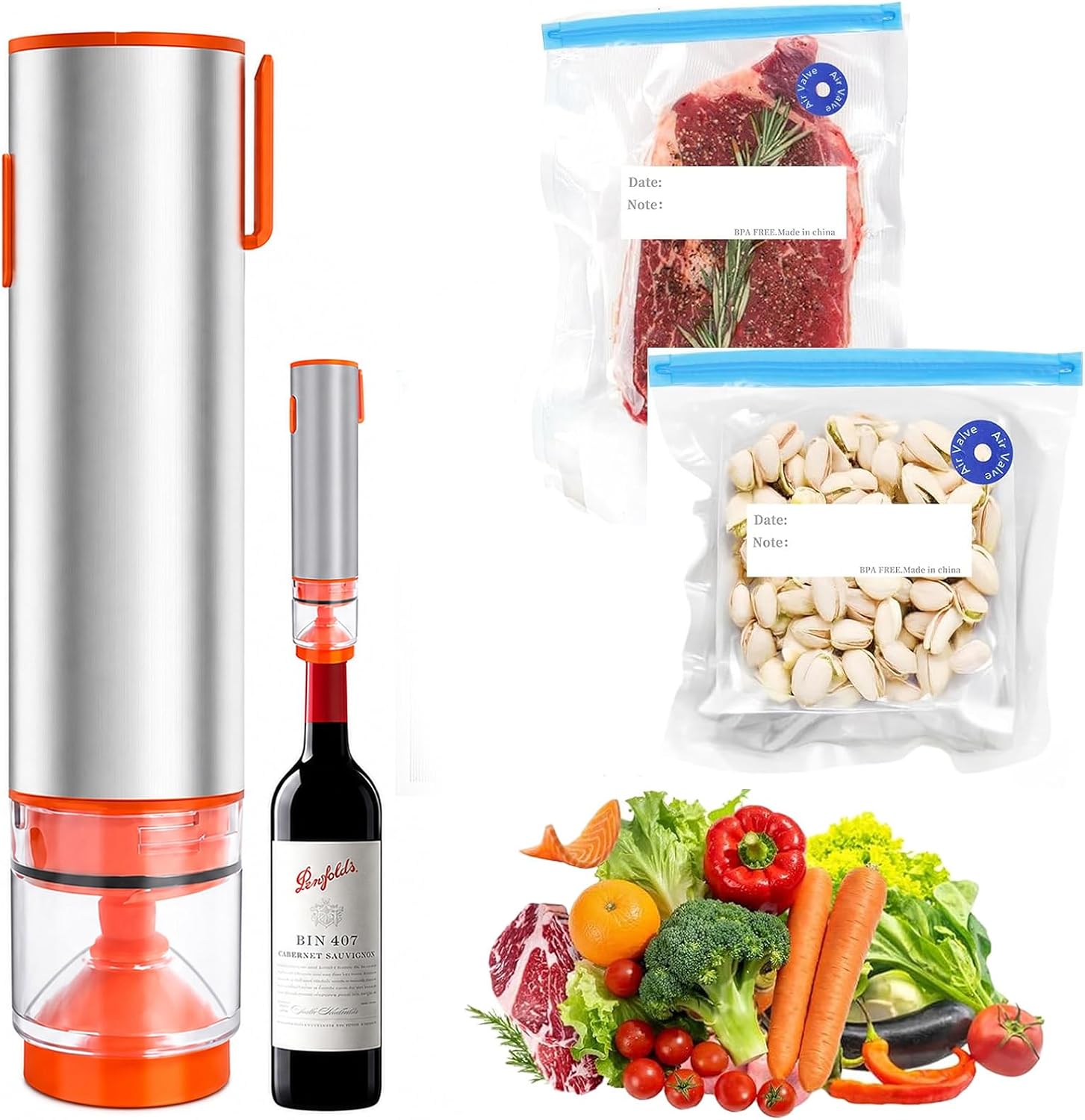 Handheld Vacuum Sealer for Food, 4-in-1 Compact Food Vacuum Sealer