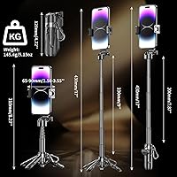 Vista 6 de Palos Selfie para iPhone, trípode multifuncional 4 en 1 para teléfono con control remoto, palo selfie mini de bolsillo, adecuado para fotografía