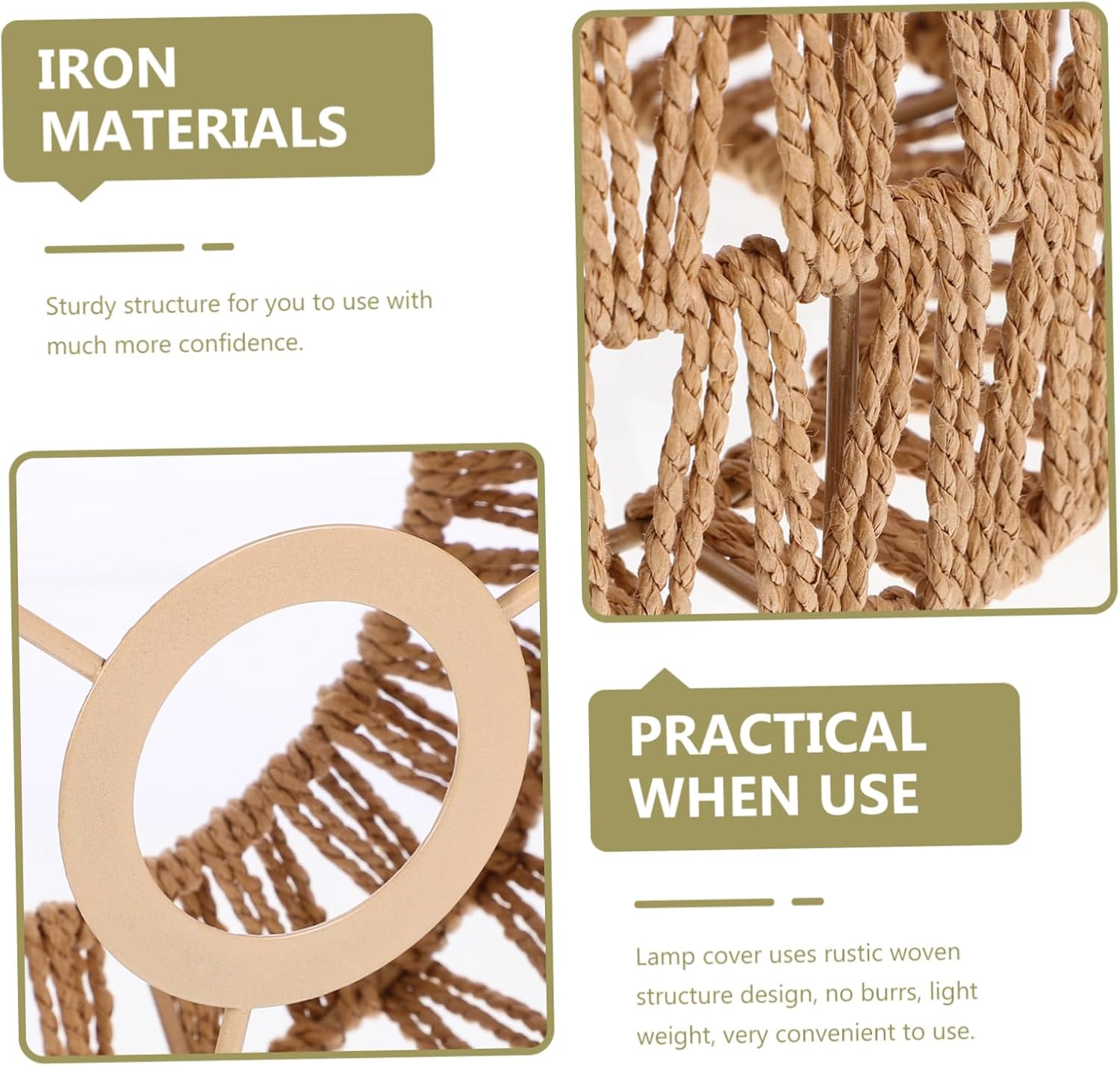 Handmade Straw Rope Lampshade Small Ceiling Light Cover Woven Pendant Lamp Shade for Home and Bar Decoration