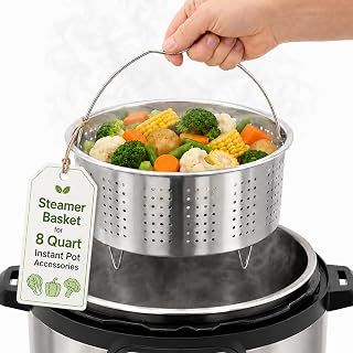 NUOBESTY Stainless Steel Steamer Basket, 8Qt Pressure Cooker Rack |