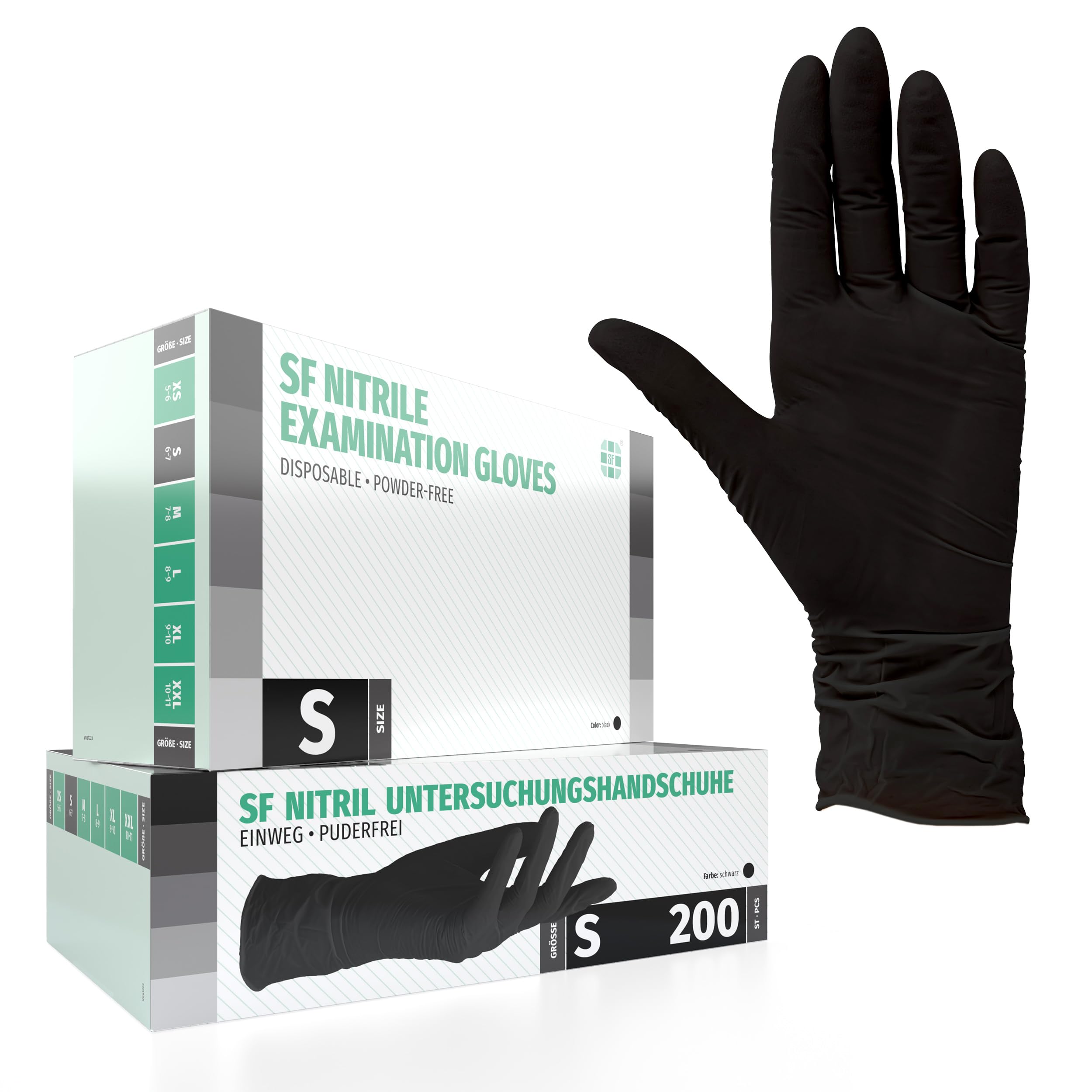Guanti Nitrile S Neri 200 Pezzi Monouso Senza Lattice Senza Polvere