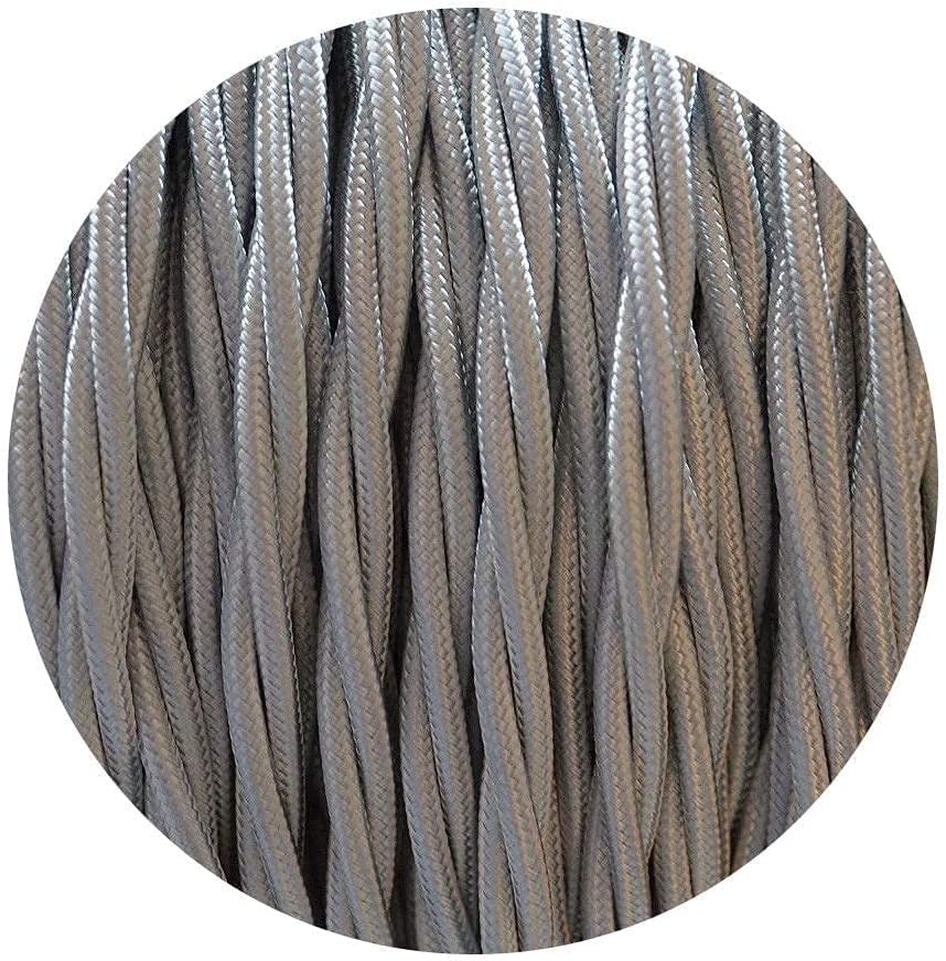 3 Core Braided Flexible Fabric Wire Flex Cable Antique Twisted Cable 3 Conductor 16.4ft Braided Electrical Cord Flex Cord Italian Braided for DIY (Grey, 10 Meter / 32.8ft)
