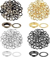 Vista 6 de Wolfride 100 Sets Brass Grommet kit 10mm 3/8" Inside Diameter Canvas Fabric Grommet Kit Tarp Eyelet kit (4 Colors)