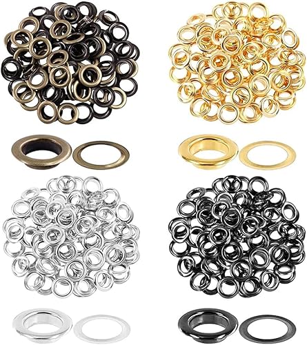 Miniatura 6 de Wolfride 100 Sets Brass Grommet kit 10mm 3/8" Inside Diameter Canvas Fabric Grommet Kit Tarp Eyelet kit (4 Colors)