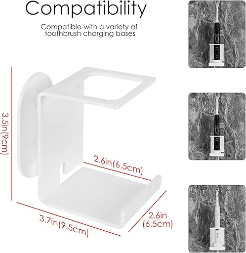 Miniatura 2 de Soporte para cepillo de dientes eléctrico montado en la pared, organizador de cable de cepillo de dientes eléctrico con capacidad para 1 cargador,