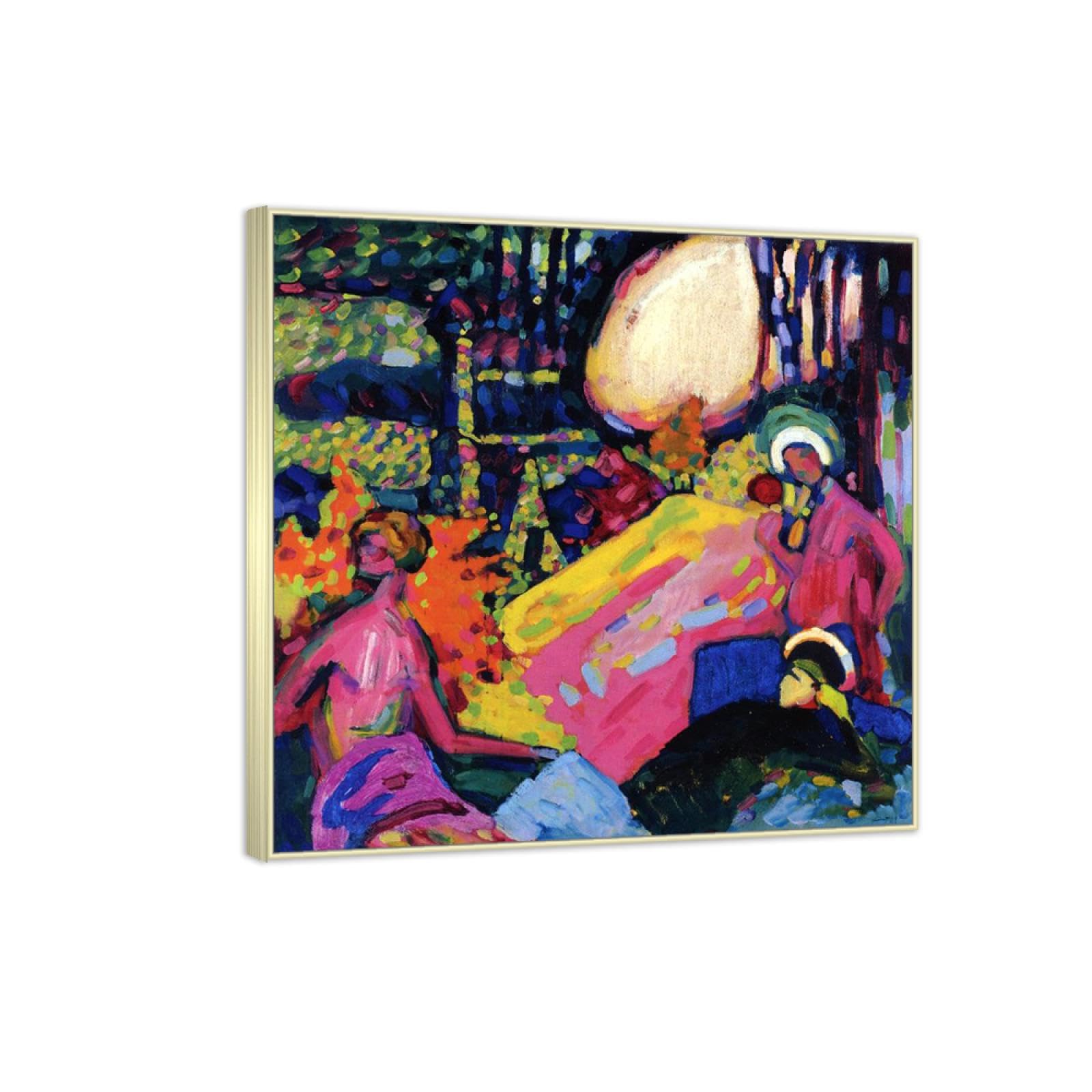 RYLJCZ Famous art Print by Wassily Kandinsky(White Sound). Framed Oil Painting Reproduction. Abstract Canvas Pictures for Living Room Decor 40x40cm(15.8x15.8in) ChampagneFrames
