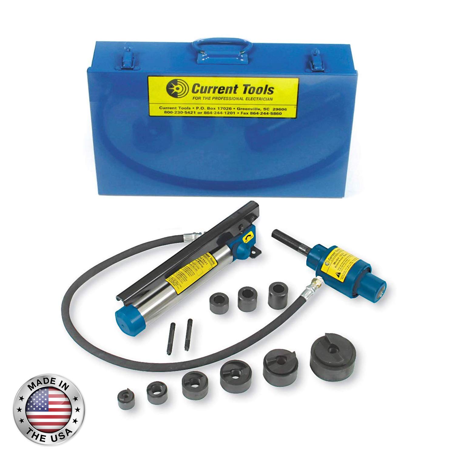 CURRENT TOOLS Hydraulic Knockout Set - Heavy Duty Holemaking Set with Piece Maker™ Punches/Dies & Metal Case - 152PM-MC