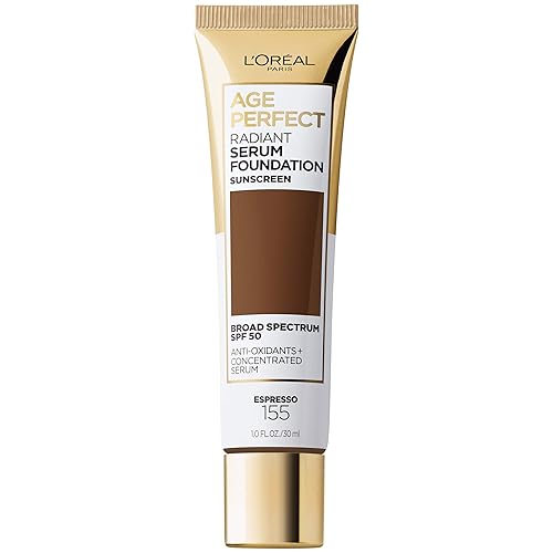 L'Oreal Paris Age Perfect Base de suero radiante con SPF 50, Espresso, 1 onza