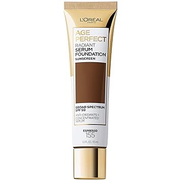 LOreal Paris Age Perfect Radiant Serum Foundation with SPF 50, Espresso, 1 Ounce