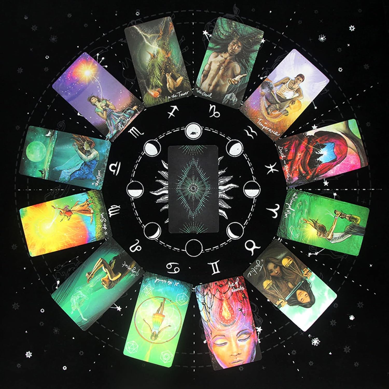 Tarot Card Deck Classic Set with The Guide Future 78 Tarot Cards, Portable Tarot Game Beginner Professional Player for Christmas Birthday Holiday Family Party Playing Card Board Game,Green