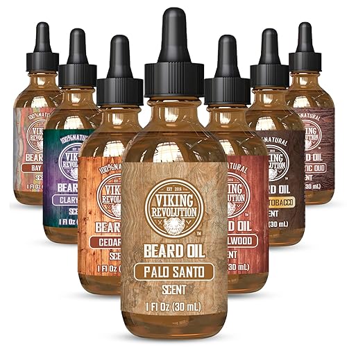 Vista 132 de Viking Revolution Aceite de cedro y pino para barba para hombres, suavizante natural de argán y jojoba, acondicionador para fortalecer e hidratar