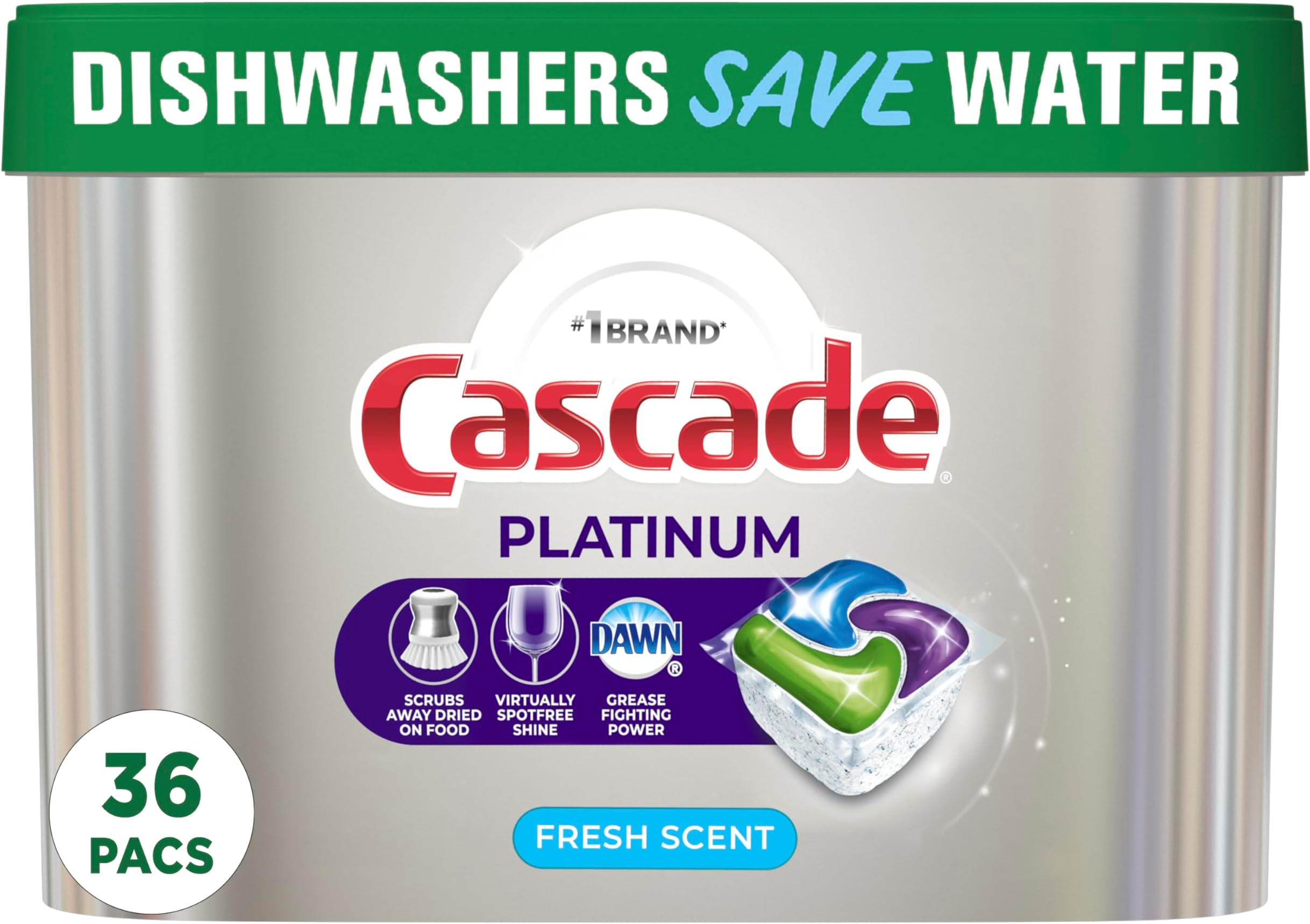 Platinum ActionPacs, Dishwasher Detergent Pods, Fresh Scent, 36 Count