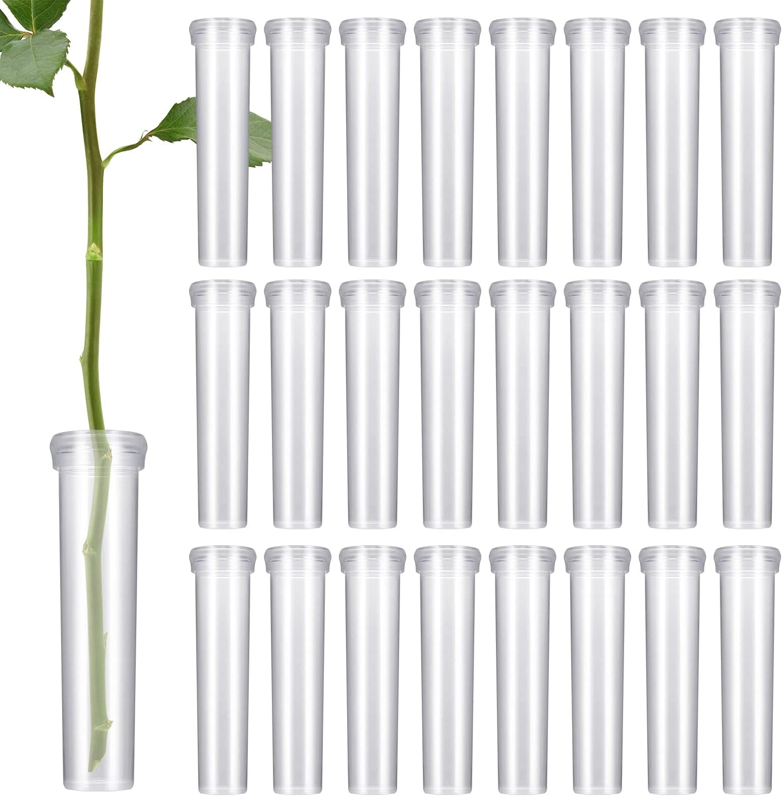Zocipro 100Pcs Floral Tubes, 10ml Plastic Clear Tubes with Lids for Flower Decoration and Arrangements (2.8x0.7 Inch)