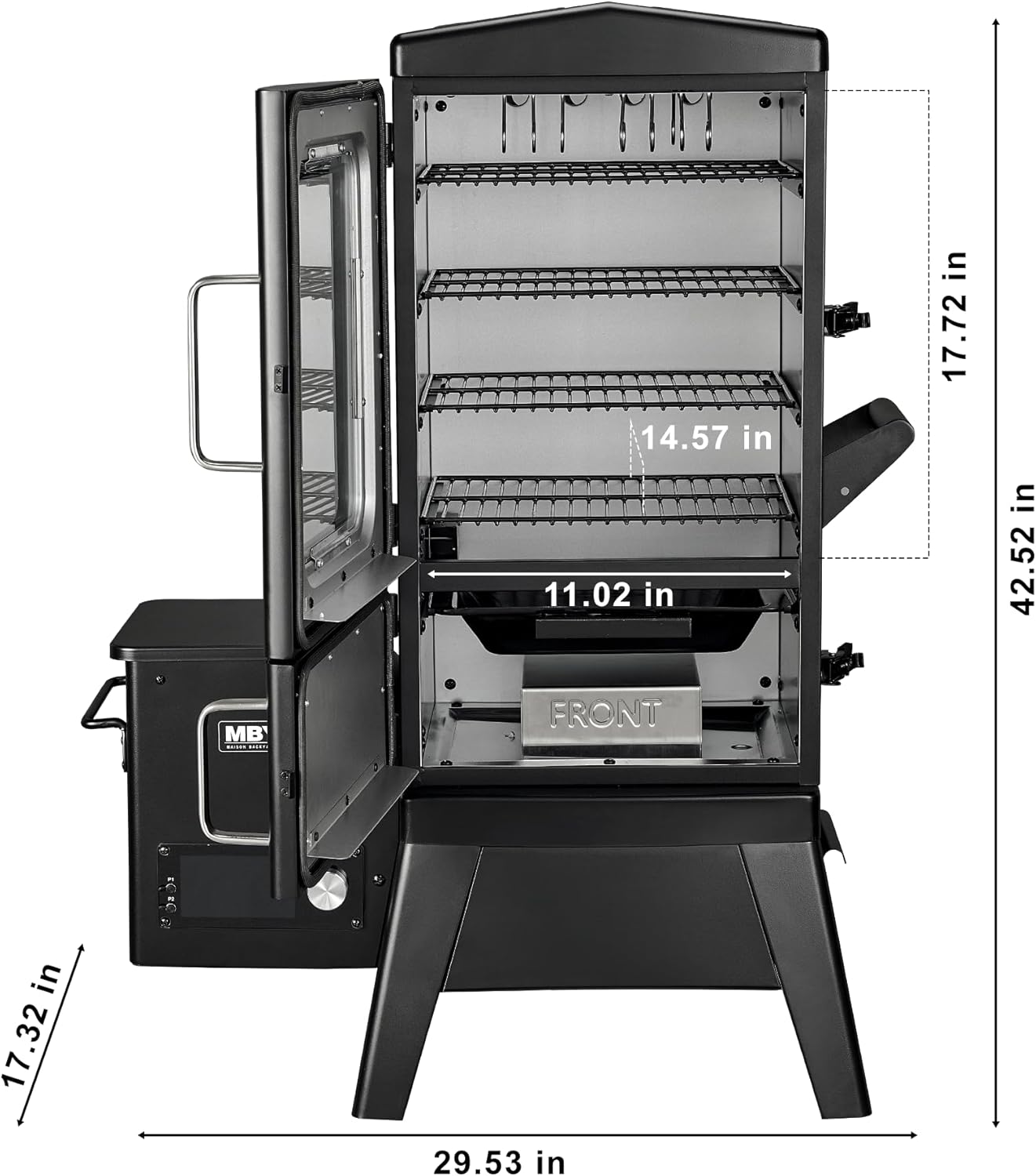 Electric Pellet Smoker with Rainproof Cover, Vertical Wood Pellet Smokers Grill With Hook Meat Probe LED Display Temperature Control