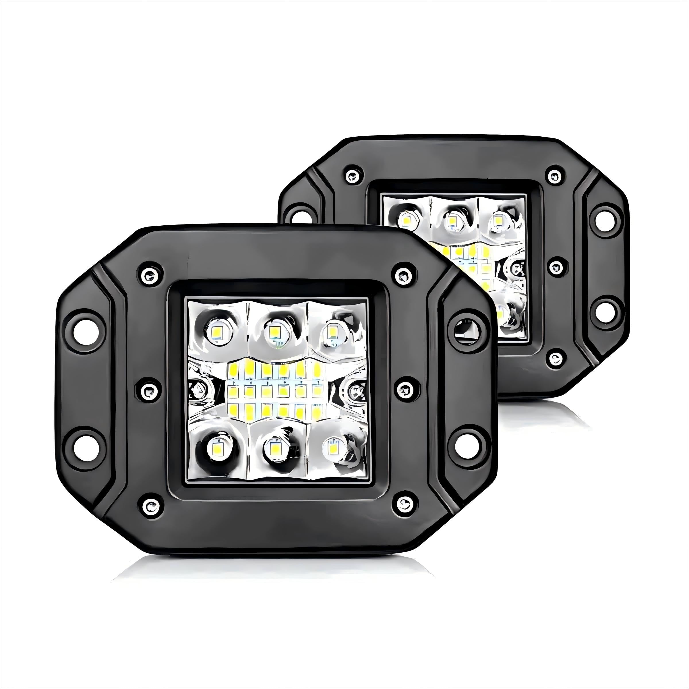 WELLIT LED Work Light 12 V 24 V 2 x 5 Inch LED Headlight Flush Mount Spot Pods Cube Additional Headlight Offroad Lighting for Tractor Car SUV Bager