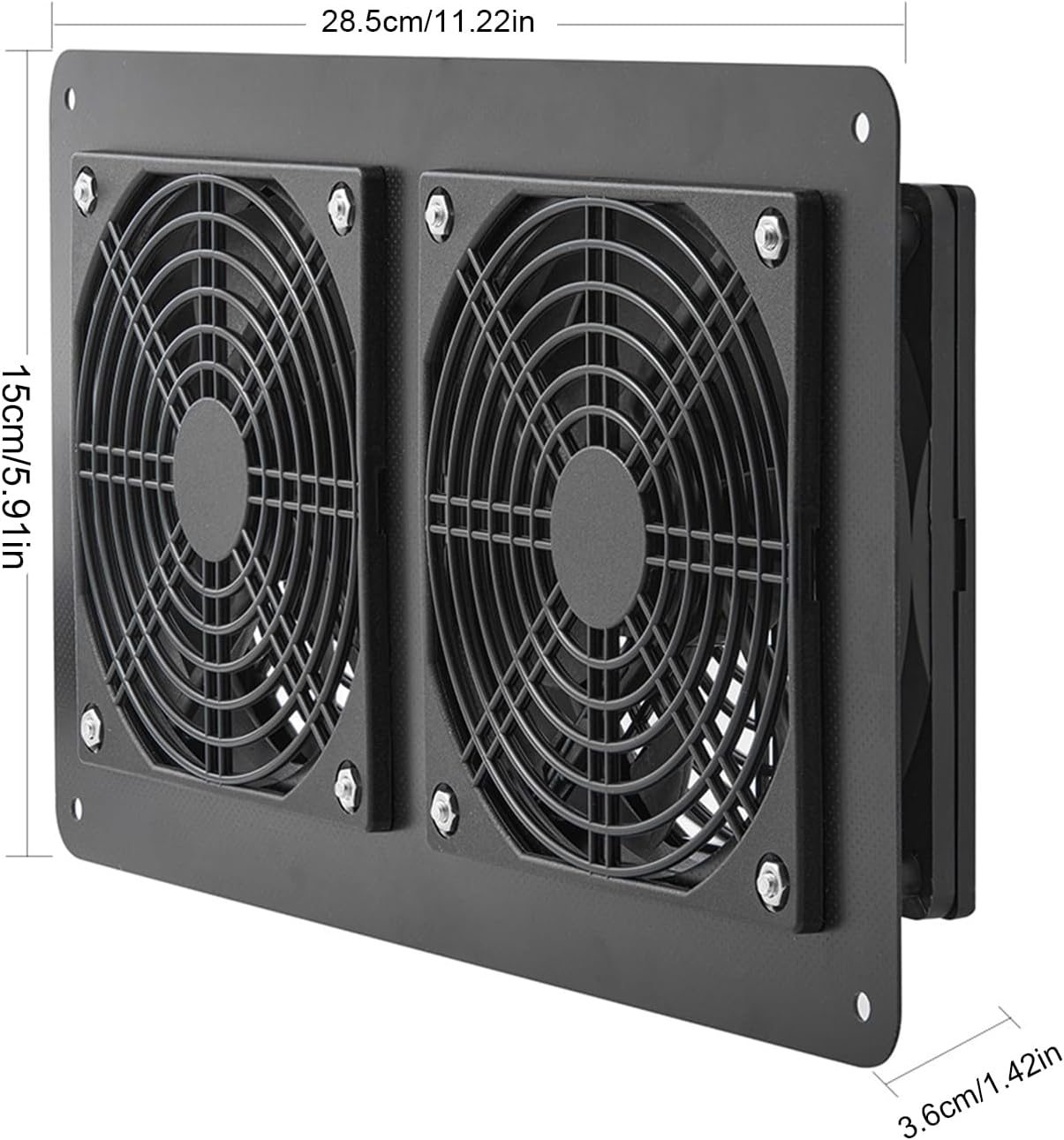 Solar Powered Ventilation Fan Kit High Efficiency 2x3W DC 12V Dual Cooling Fans with 3 Meter Cable for Chicken Coops Pet Houses Greenhouses and Sheds (20W-2FAN12)