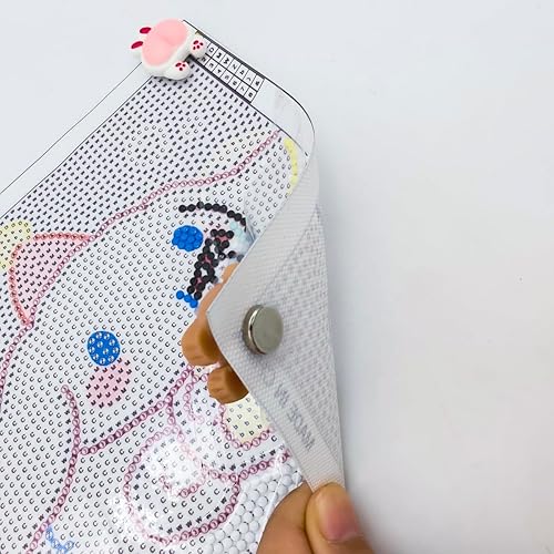 Miniatura 3 de 4 piezas de divertidos soportes para cubierta de imán de pintura de diamante, con forma de extremo de animal en punto de cruz, cubierta magnética