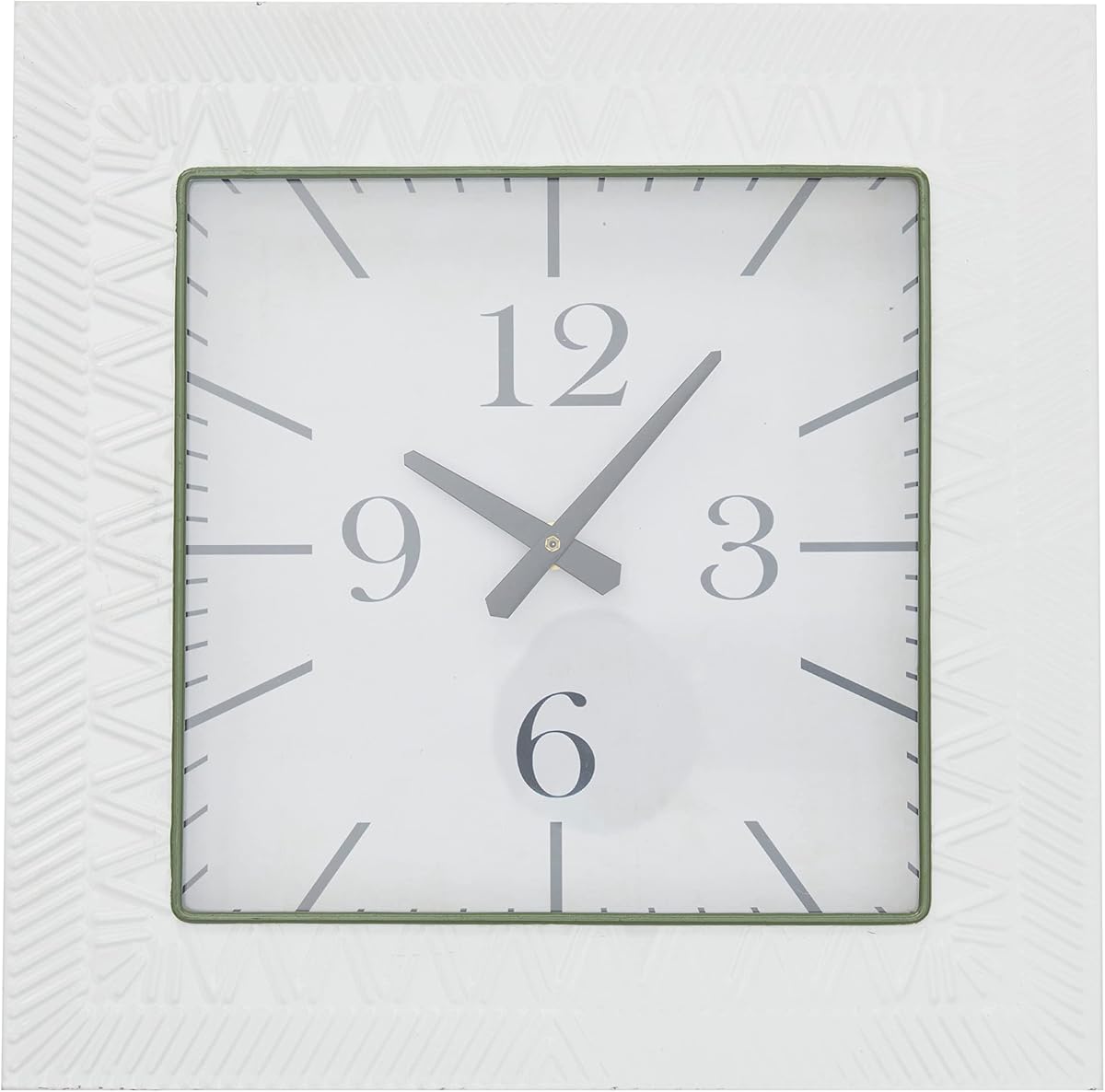 Deco 79 Reloj de pared de metal en relieve, 12" x 3" x 12", blanco