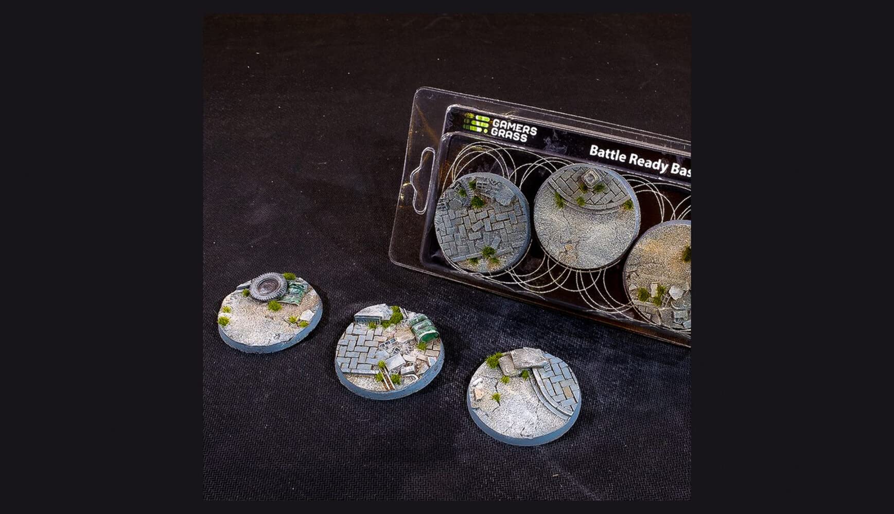 Gamers Grass Urban Warfare Bases, Battle Ready - Round 50mm (x3)