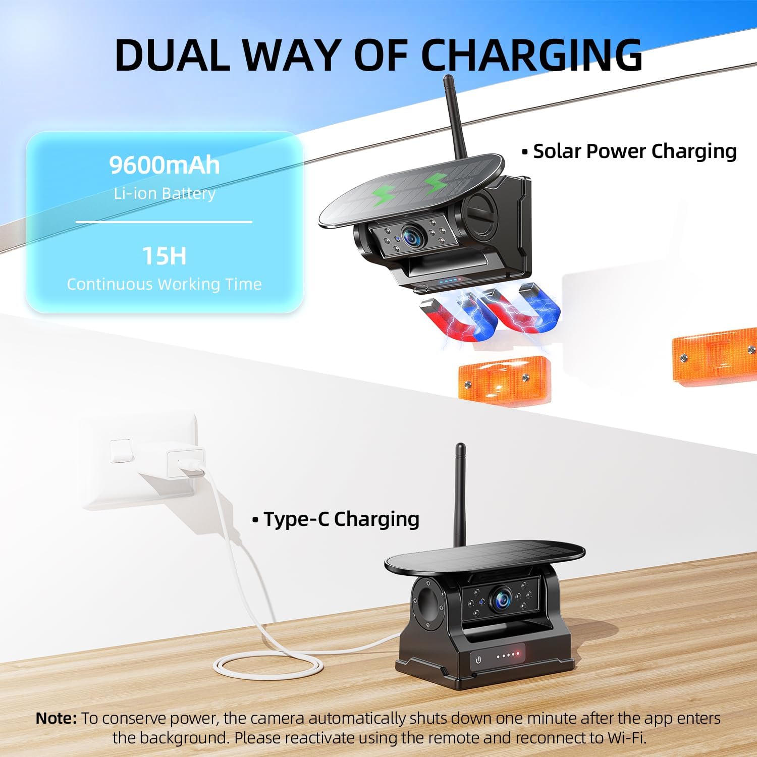 eRapta Wireless Backup Camera ERT11 3.0 Dual Charging Options