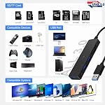 TSUPY USB 3.0 Hub 5 Port with 3 USB 3.0 5Gbps + SD/TF Card Reader USB 3 Splitter USB Adapter Extender USB 3.0 Hub for MacBook Computer PC and USB Stick SD Card, More