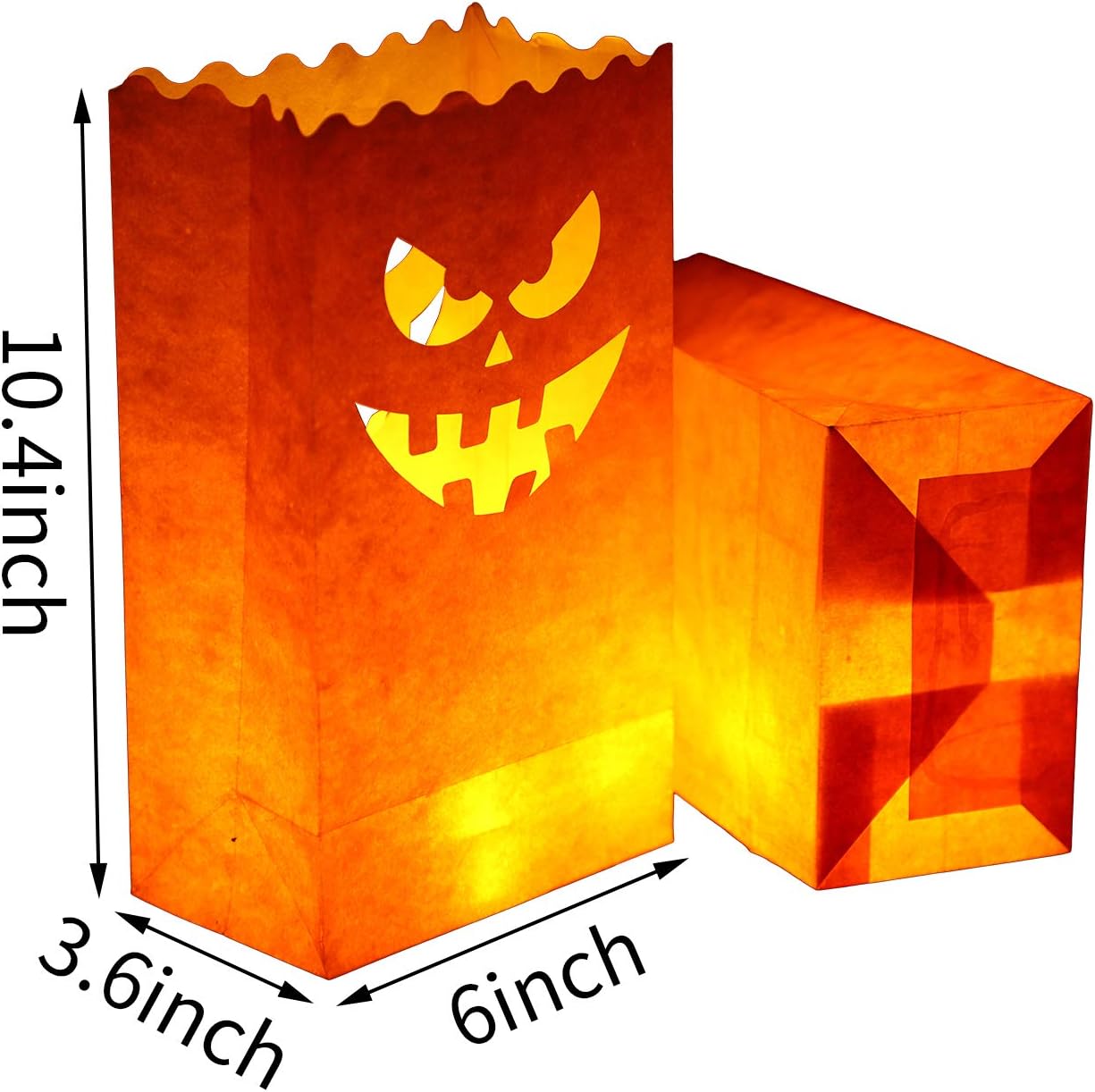Outus 20 Pieces Halloween Pumpkin Bags Candle Luminary Paper Lantern Bags for Halloween Wedding Party Decoration