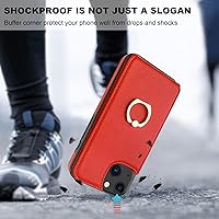 Vista 21 de Folosu Funda compatible con iPhone 13 con soporte para tarjetas, rotación de 360°, soporte de anillo de dedo con función atril, protección RFID