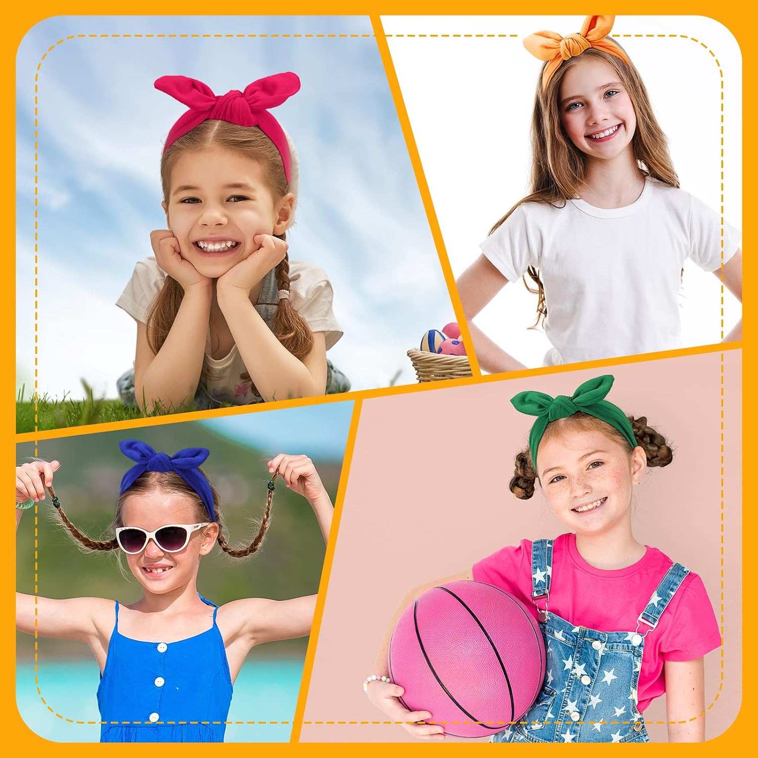 Giegxin 12 Pack Girls Headbands Rabbit Ear Bow Hairband Stretchy Wide Cloth Hair Accessories for Kid Toddler(Multicolor)