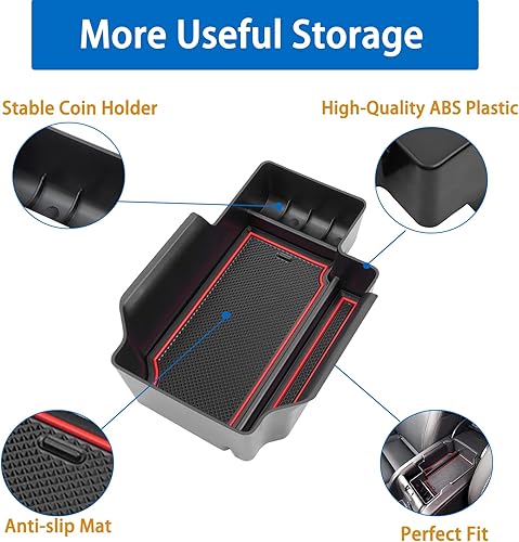 Miniatura 4 de JDMCAR Compatible con bandeja de consola central Chevy ColoradoGMC Canyon Accessories 2015-2020 2021 2022 - Borde rojo