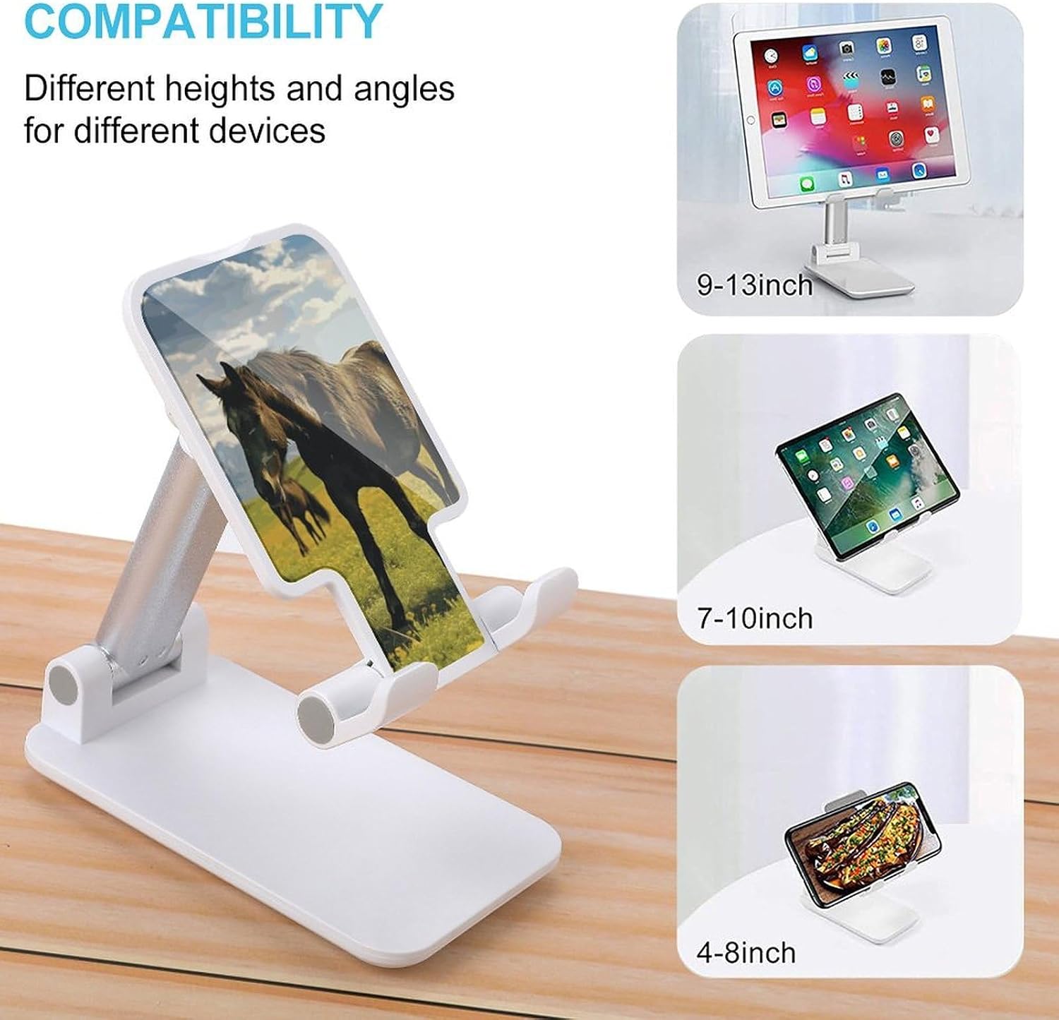 Grazing Wild Horses Foldable Phone Stand for Desk Taller Stand image 3