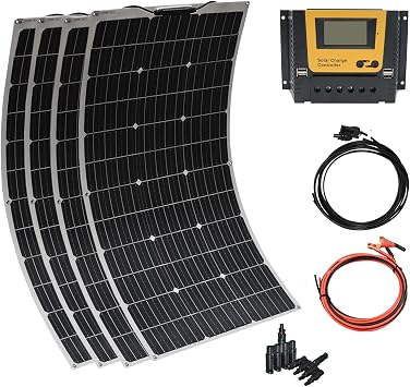 XINPUGUANG 4X100W Solar Panel 400W 12V Power Generation System 40A Controller Solar Power Cable for Camper, RV, Boat, Residential