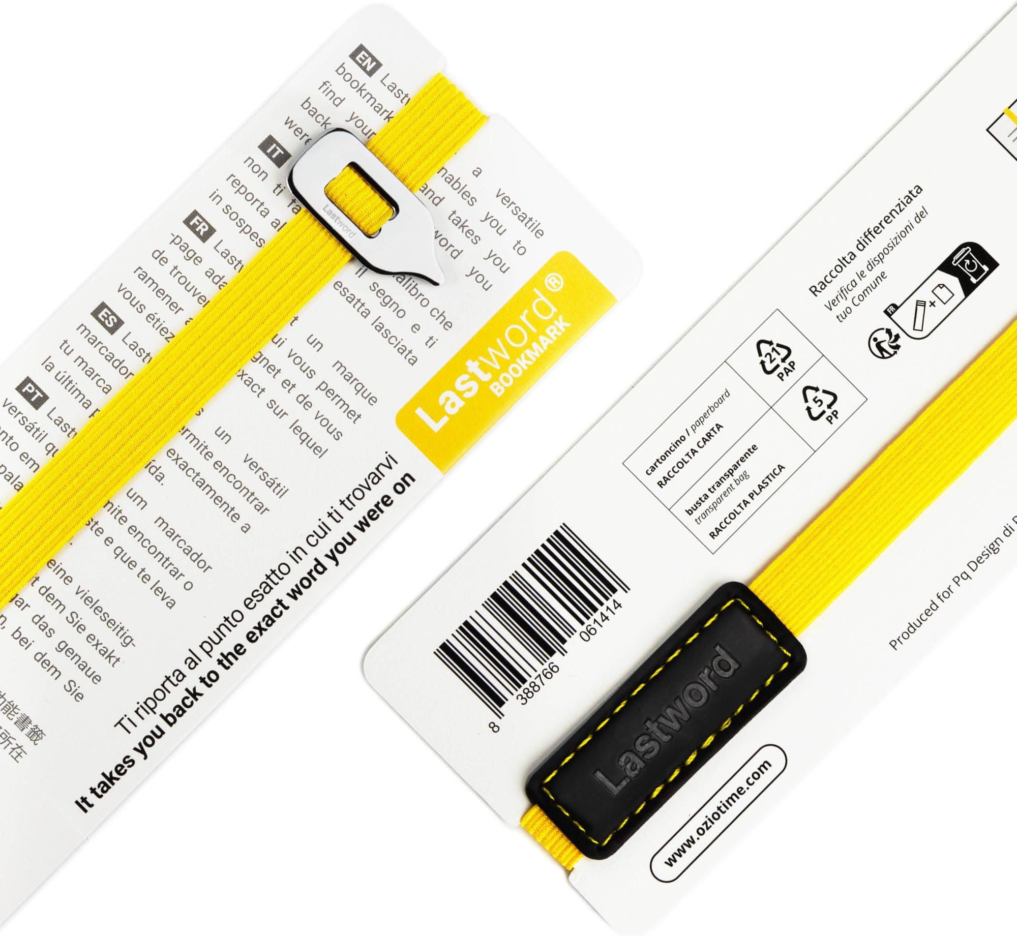 Lastword Bookmarks - Elastic Bookmark Perfect for Any Book, Office, for Women, Men and Children - Don't Lose Your Mark, Made in Italy Book Marks, Yellow