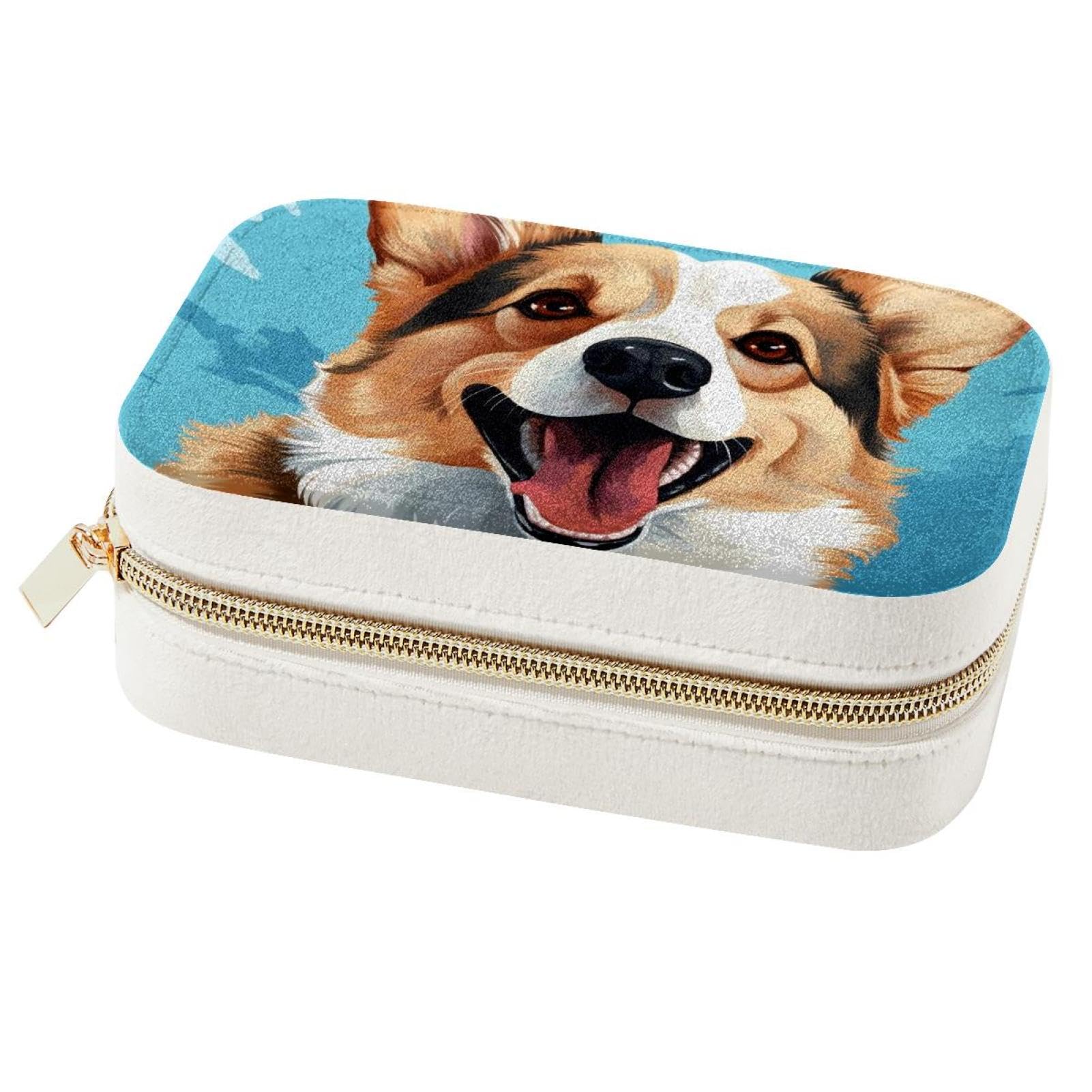 Boîte à bijoux Corgi portable de voyage pour bagues et colliers