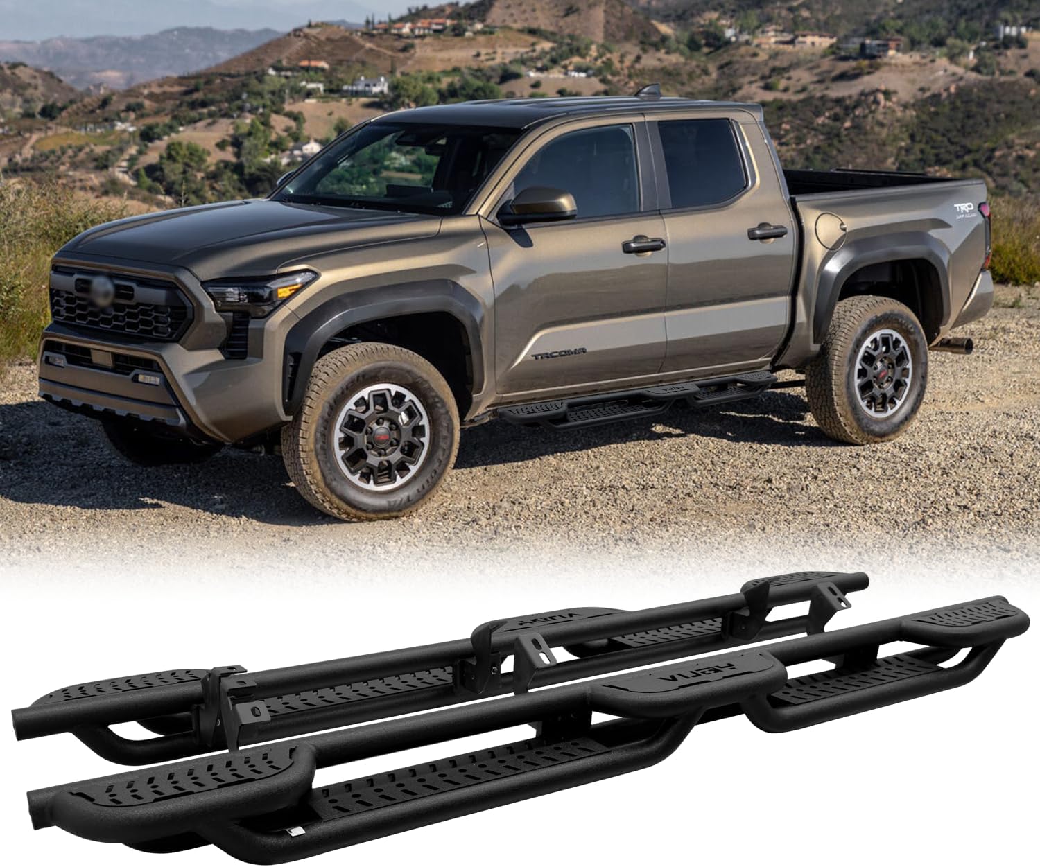 Drop Down Side Step Bars Running Boards Compatible with 2024 2025 Toyota Tacoma Double/Crew cab