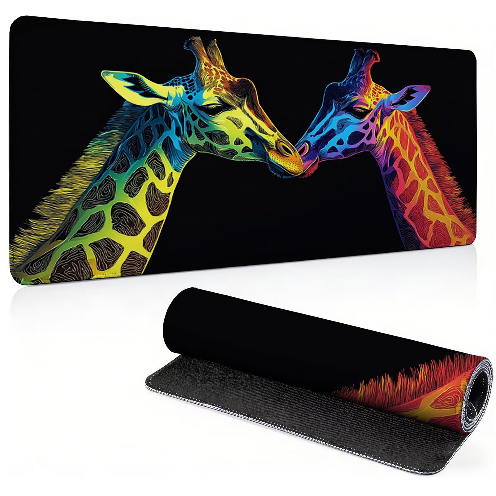 Tappetino Mouse Gaming, 1200x600mm Tappetino Mouse XXL nero 0c0-292 | Mouse Pad Grande, Ottimizzato per i Sensori da Gioco, Migliora Precisione e Velocità, per Mac e PC, giraffa