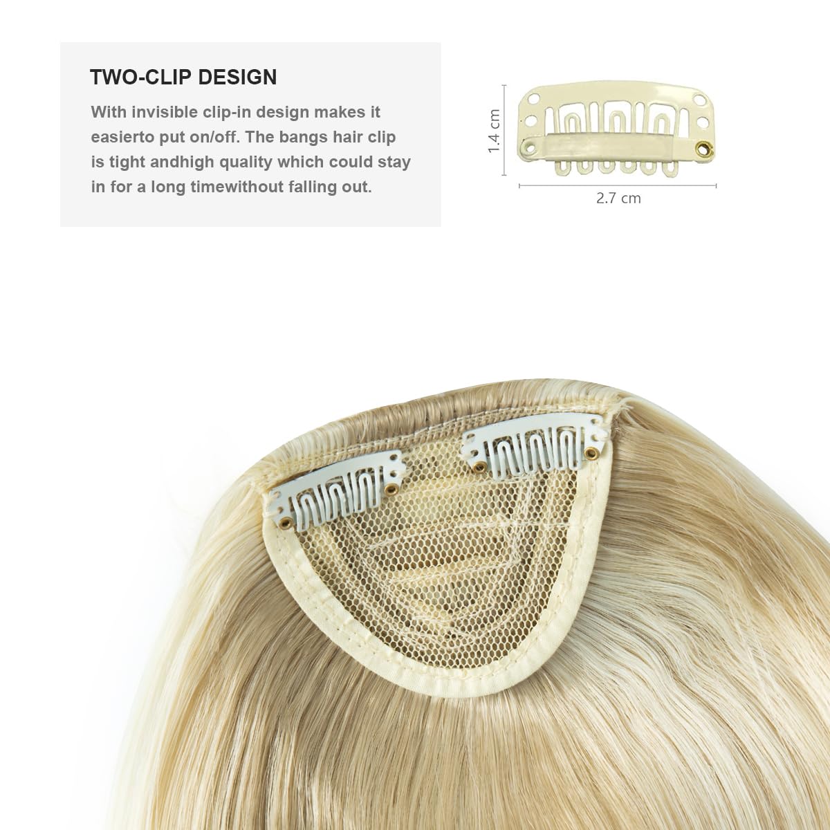 BUYOGET Clip in Fringe Hair Extension Highlight Blonde Straight Fake fringe Clip on Bangs Hair Clip for Women - Image 4