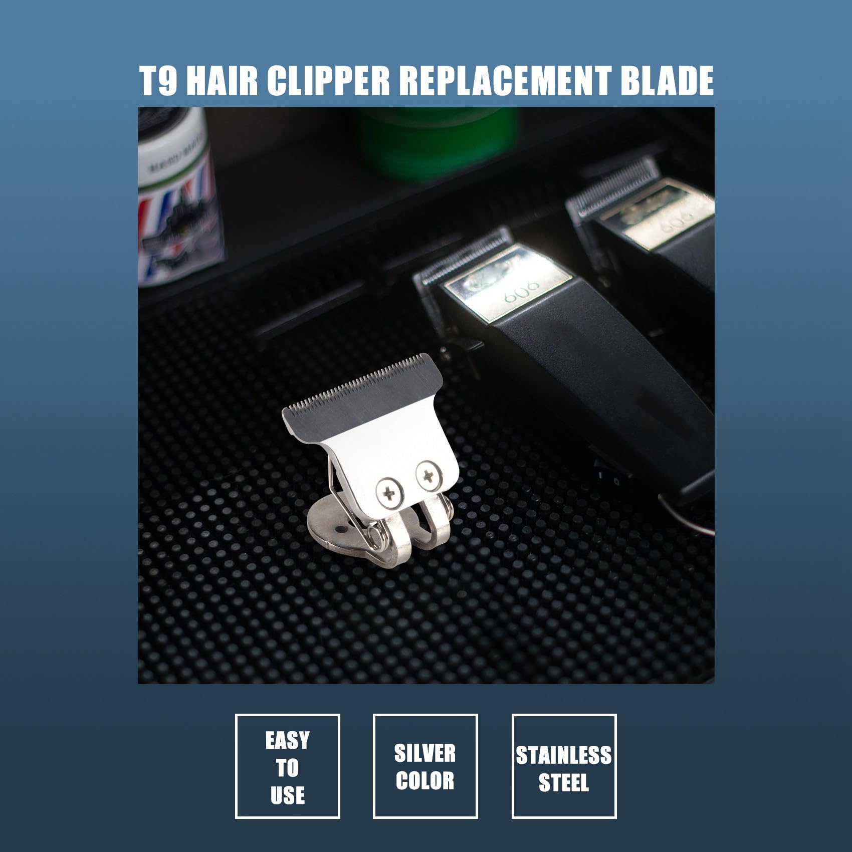 Jkjhbhged T-Shaped Hair Clipper Blade with Stand T9 Blade Trimmer Replacement Replacement Clipper Silver