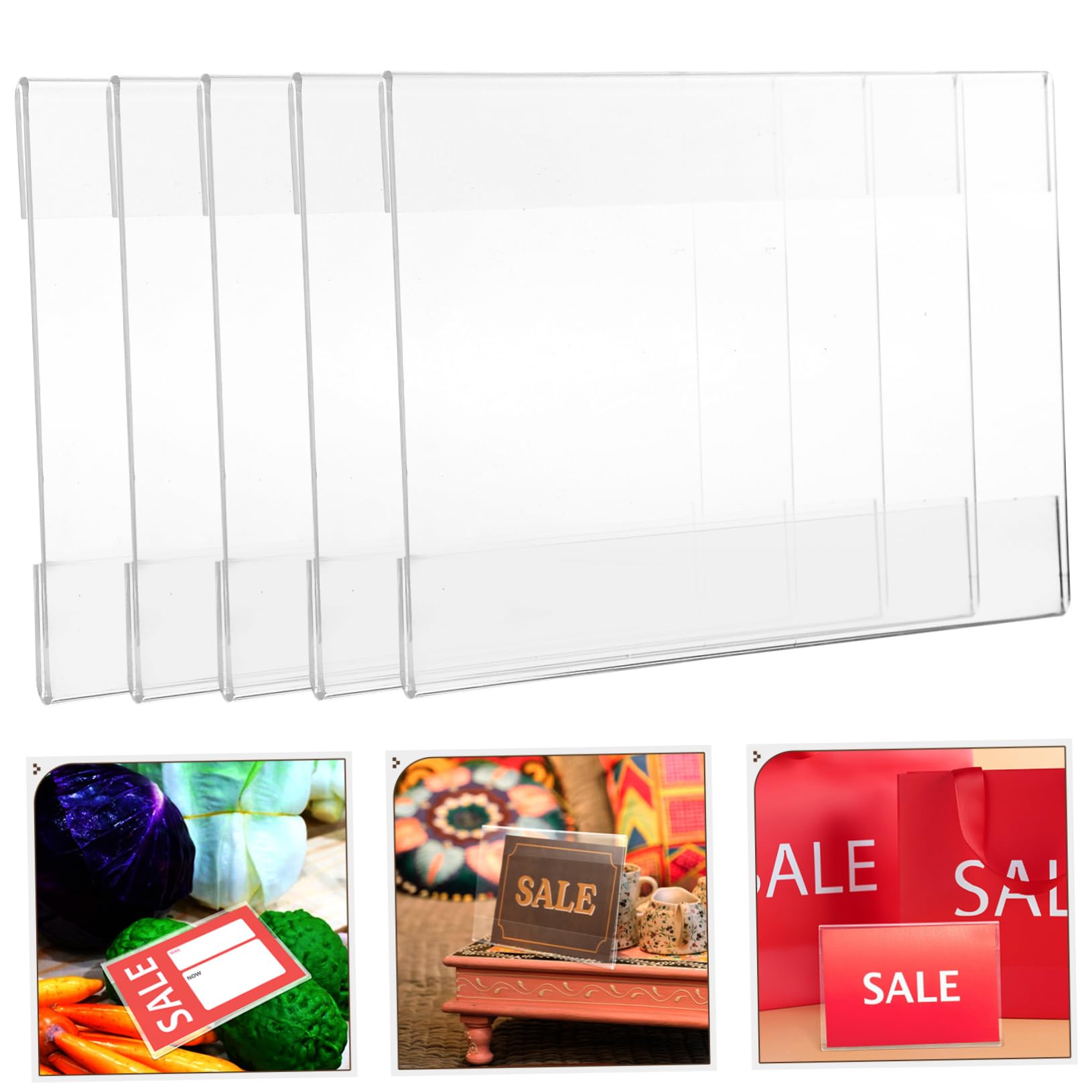 4 Set Supporto Per Cartellini Dei Prezzi Trasparenti Cavalletti Per Cartellini Espositivi Etichetta Del Mercato Giradischi Espositore Per Carte Adesivi Supporti Per 10 pezzi*4