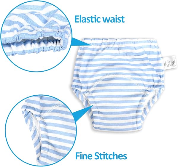 FLYISH DIRECT Mutandine di Apprendimento Bambino Mutandine per Allenarsi al vasino Impermeabili Puro Cotone Confezione da 6 (5 Anni, Blu) - 5