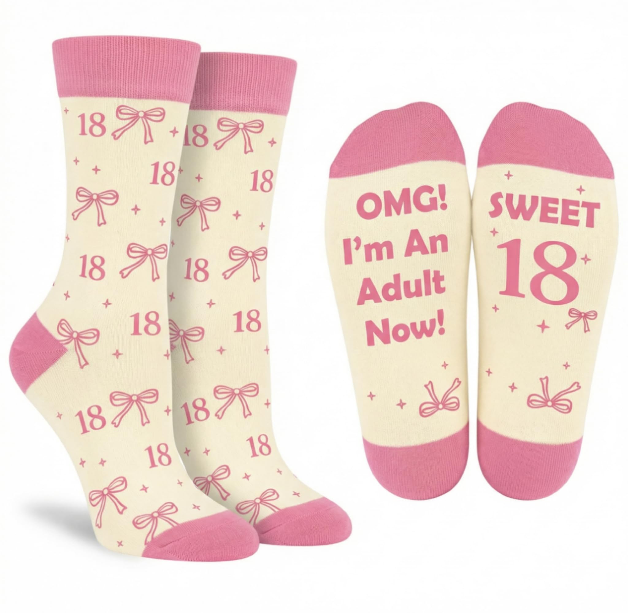 Runovate Girls Pink 18Th Birthday Socks For 18Th Birthday Socks Novelty Socks, Sweet 18 Birthday Gift For Daughter, Sister Or Friend, Funny Womens Birthday Socks