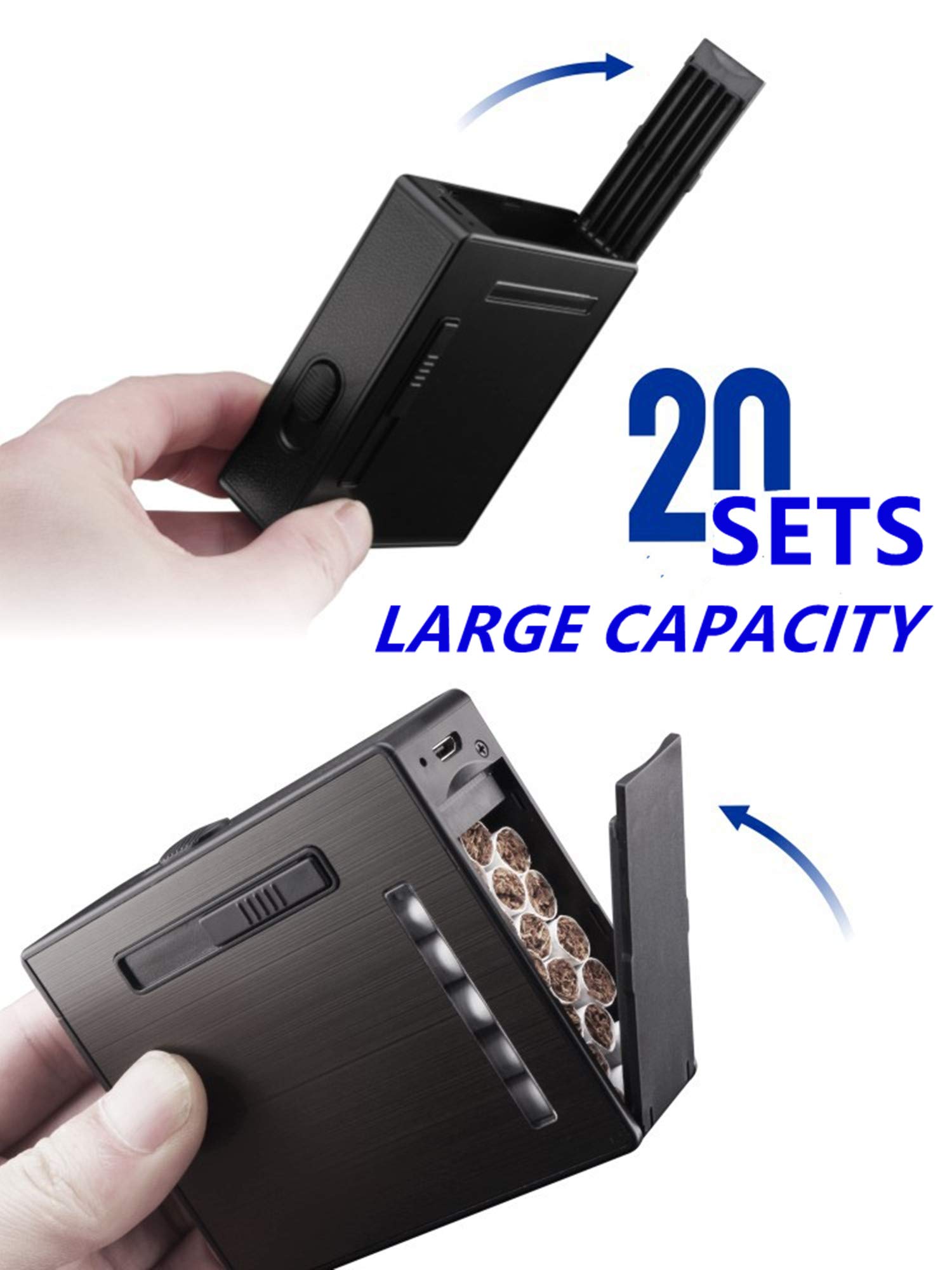 Amazon.com: 20PCS Automatic Ejection Cigarette Case with Rechargeable  Electric Arc Lighter Windproof Flameless USB Lighter Box Holder Ideal Gift  for Men and Your Friends : Health & Household